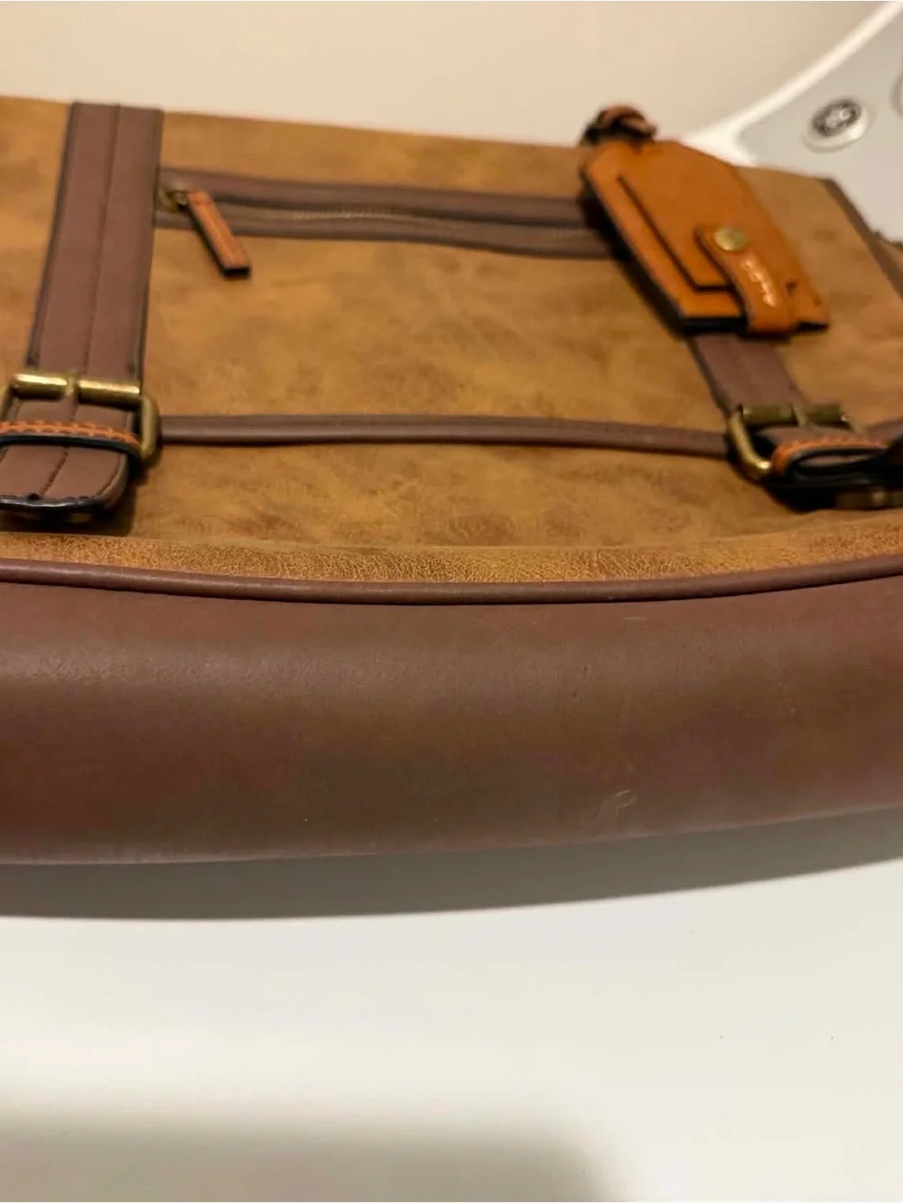 Aldo Two-Tone Tan and Dark Brown Men's Briefcase